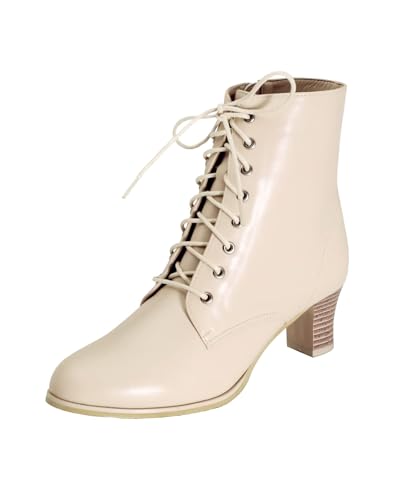 [KYOETSU] [キョウエツ] ブーツ 袴用 編み上げ サイドファスナー 8ホール ショート レディース (アイボリー, measurement_23_point_5_centimeters)